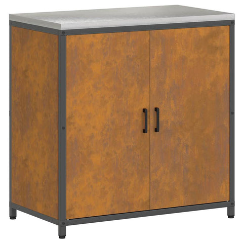 vidaXL with Shelf Other with Storage with Door 3 pcs Rusty Weathering steel