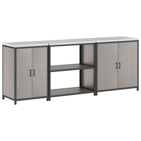 vidaXL with Shelf Other with Storage with Door 3 pcs Rusty Weathering steel