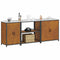 vidaXL with Shelf Other with Storage with Door 3 pcs Rusty Weathering steel