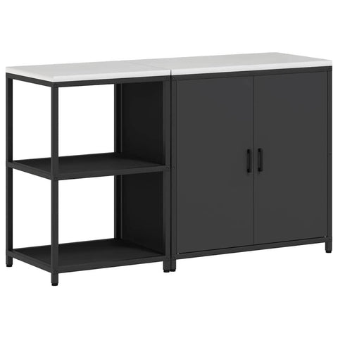 vidaXL with Shelf with Storage with Door Adjustable 2 pcs Black Cold-rolled steel