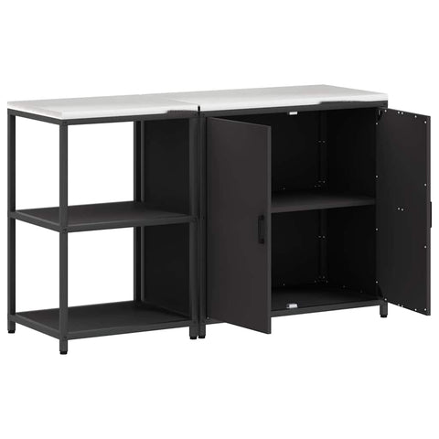 vidaXL with Shelf with Storage with Door Adjustable 2 pcs Black Cold-rolled steel