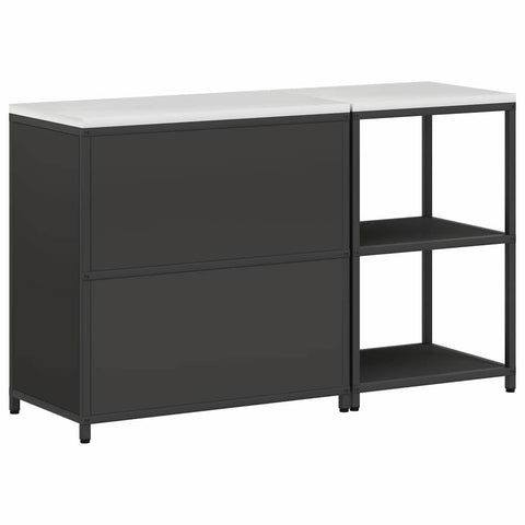 vidaXL with Shelf with Storage with Door Adjustable 2 pcs Black Cold-rolled steel