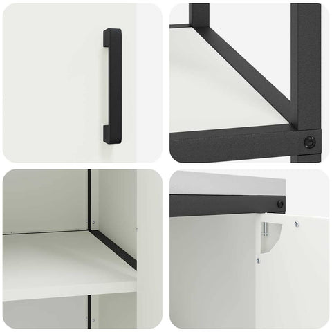 vidaXL with Shelf with Storage with Door Adjustable 2 pcs White Cold-rolled steel