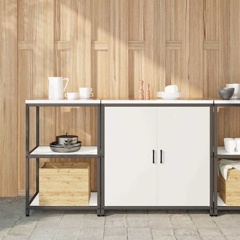 vidaXL with Shelf with Storage with Door Adjustable 2 pcs White Cold-rolled steel