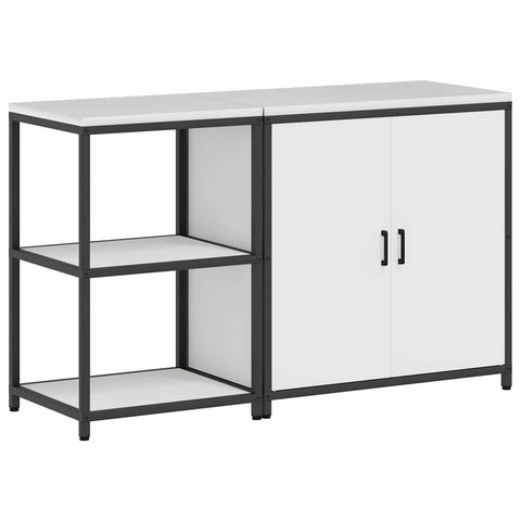 vidaXL with Shelf with Storage with Door Adjustable 2 pcs White Cold-rolled steel