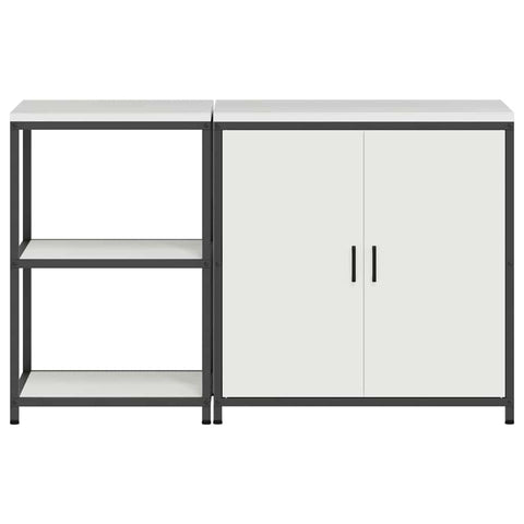vidaXL with Shelf with Storage with Door Adjustable 2 pcs White Cold-rolled steel