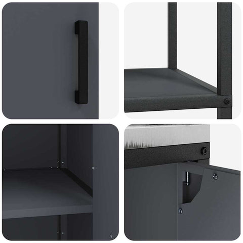 vidaXL with Shelf with Storage with Door Adjustable 2 pcs Anthracite Cold-rolled steel