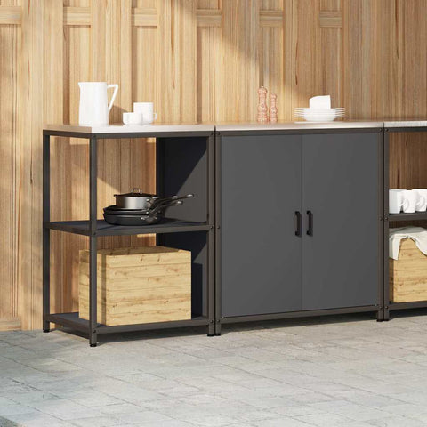 vidaXL with Shelf with Storage with Door Adjustable 2 pcs Anthracite Cold-rolled steel