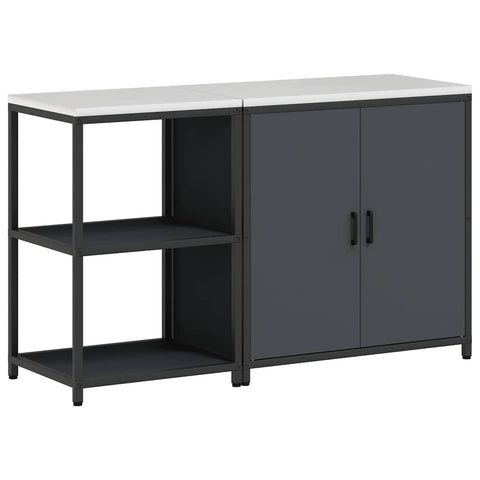 vidaXL with Shelf with Storage with Door Adjustable 2 pcs Anthracite Cold-rolled steel