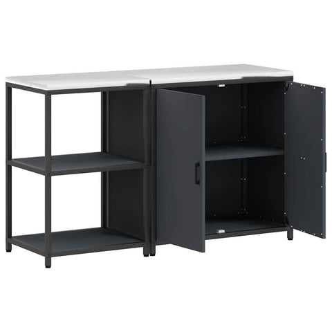 vidaXL with Shelf with Storage with Door Adjustable 2 pcs Anthracite Cold-rolled steel