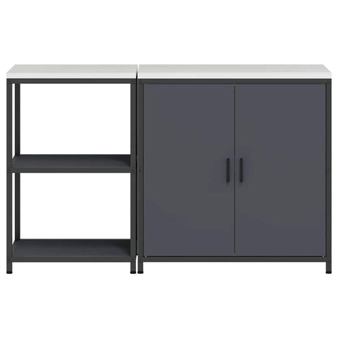 vidaXL with Shelf with Storage with Door Adjustable 2 pcs Anthracite Cold-rolled steel