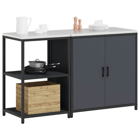 vidaXL with Shelf with Storage with Door Adjustable 2 pcs Anthracite Cold-rolled steel