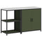 vidaXL with Shelf with Storage with Door Adjustable 2 pcs Olive Green Cold-rolled steel