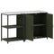 vidaXL with Shelf with Storage with Door Adjustable 2 pcs Olive Green Cold-rolled steel