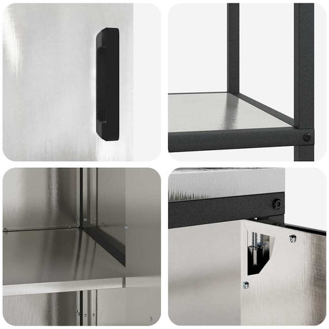 vidaXL with Shelf with Storage Adjustable 2 pcs Stainless steel