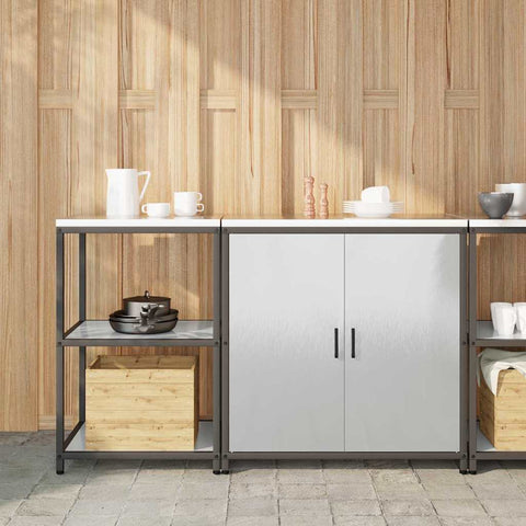 vidaXL with Shelf with Storage Adjustable 2 pcs Stainless steel
