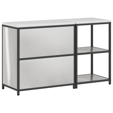 vidaXL with Shelf with Storage Adjustable 2 pcs Stainless steel