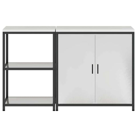 vidaXL with Shelf with Storage Adjustable 2 pcs Stainless steel