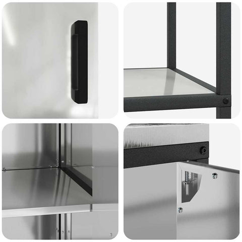 vidaXL with Shelf with Storage with Door Adjustable 2 pcs Galvanised steel