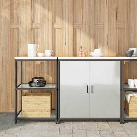 vidaXL with Shelf with Storage with Door Adjustable 2 pcs Galvanised steel