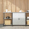 vidaXL with Shelf with Storage with Door Adjustable 2 pcs Galvanised steel