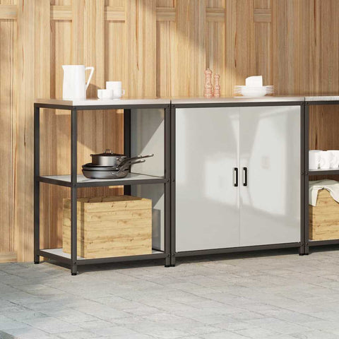 vidaXL with Shelf with Storage with Door Adjustable 2 pcs Galvanised steel