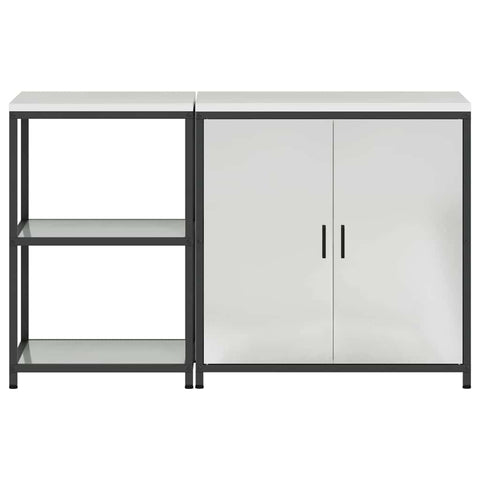 vidaXL with Shelf with Storage with Door Adjustable 2 pcs Galvanised steel