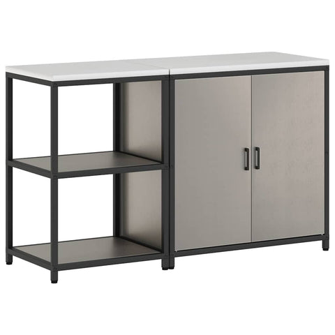 vidaXL with Shelf with Storage with Door Adjustable 2 pcs Rusty Weathering steel