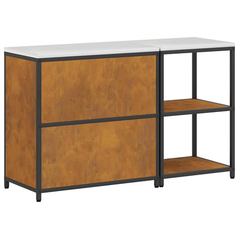vidaXL with Shelf with Storage with Door Adjustable 2 pcs Rusty Weathering steel