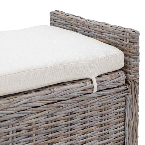 vidaXL Storage Bench with Cushion Grey 110 x 40 x 50 cm Rattan