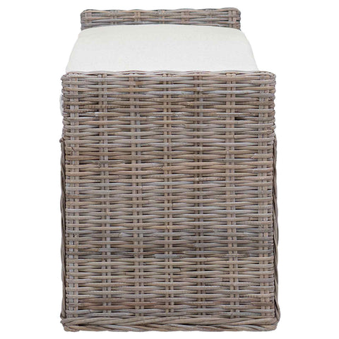 vidaXL Storage Bench with Cushion Grey 110 x 40 x 50 cm Rattan