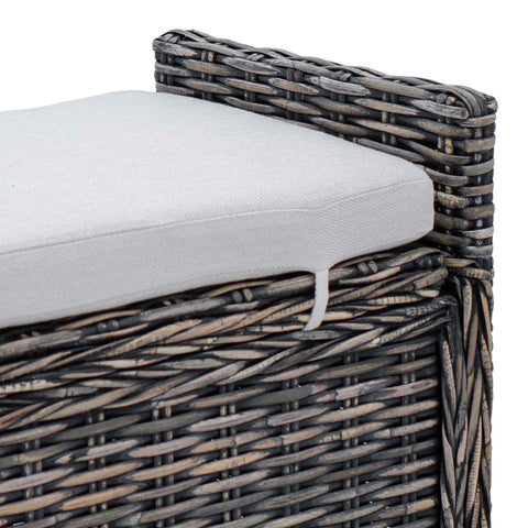 vidaXL Storage Bench with Cushion Black Wash 110 x 40 x 50 cm Rattan
