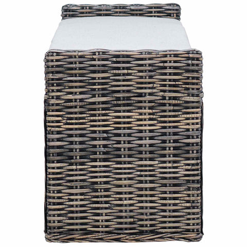 vidaXL Storage Bench with Cushion Black Wash 110 x 40 x 50 cm Rattan