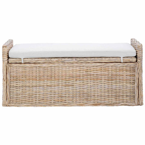 vidaXL Storage Bench with Cushion Natural 110 x 40 x 50 cm Rattan