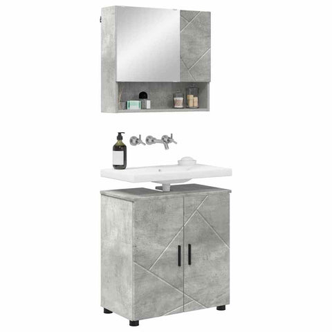 vidaXL Bathroom Furniture Set 2 pcs Concrete grey 61 x 35 x 64 cm