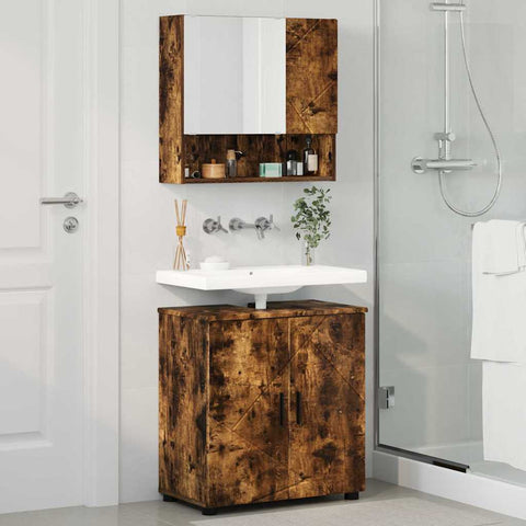 vidaXL Bathroom Furniture Set 2 pcs Smoked oak 61 x 35 x 64 cm