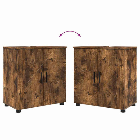vidaXL Bathroom Furniture Set 2 pcs Smoked oak 61 x 35 x 64 cm