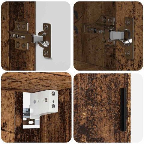 vidaXL Bathroom Furniture Set with Door 2 pcs Old wood 61 x 35 x 64 cm