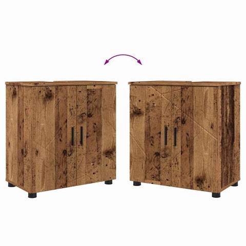 vidaXL Bathroom Furniture Set with Door 2 pcs Old wood 61 x 35 x 64 cm