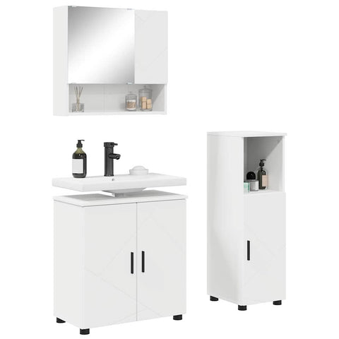 vidaXL Bathroom Furniture Set Wall-mounted 3 pcs White 61 x 35 x 64 cm