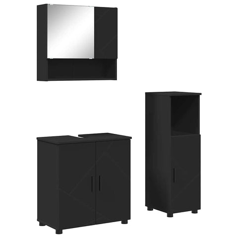 vidaXL Bathroom Furniture Set Wall-mounted 3 pcs Black 61 x 35 x 64 cm