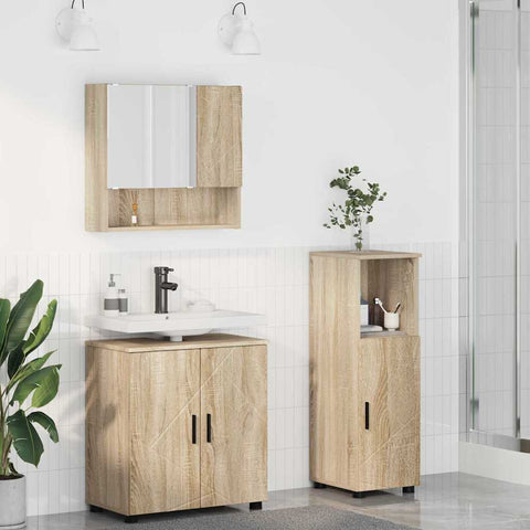vidaXL Bathroom Furniture Set 3 pcs Sonoma oak 61 x 35 x 64 cm
