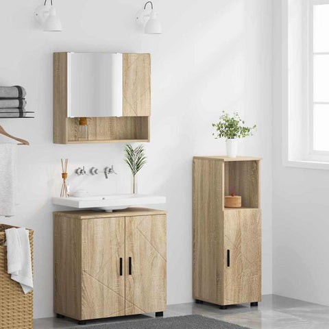 vidaXL Bathroom Furniture Set 3 pcs Sonoma oak 61 x 35 x 64 cm