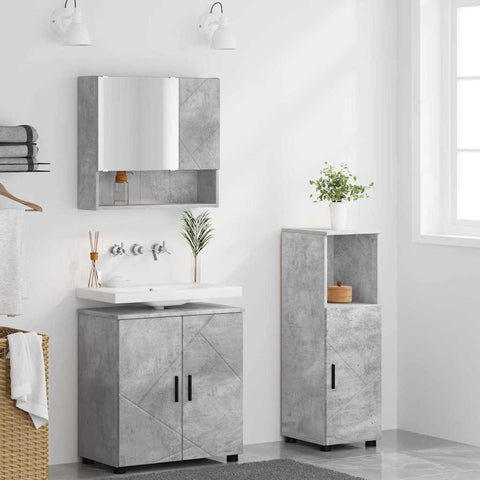 vidaXL Bathroom Furniture Set 3 pcs Concrete grey 61 x 35 x 64 cm