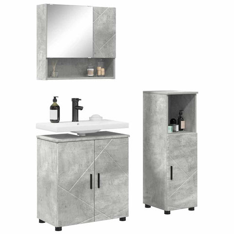 vidaXL Bathroom Furniture Set 3 pcs Concrete grey 61 x 35 x 64 cm