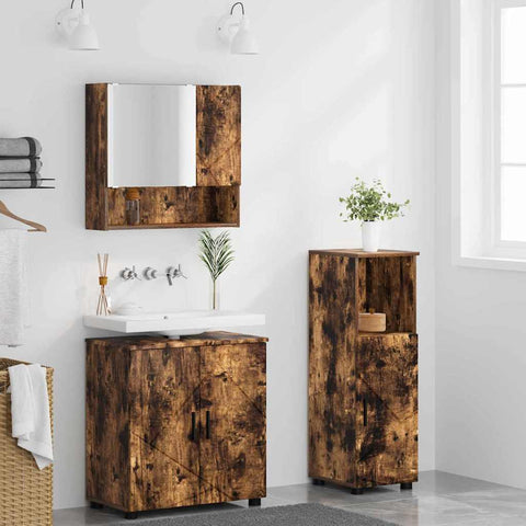 vidaXL Bathroom Furniture Set 3 pcs Smoked oak 61 x 35 x 64 cm