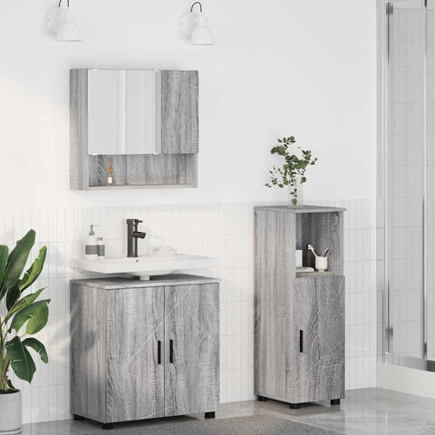 vidaXL Bathroom Furniture Set 3 pcs Grey sonoma 61 x 35 x 64 cm