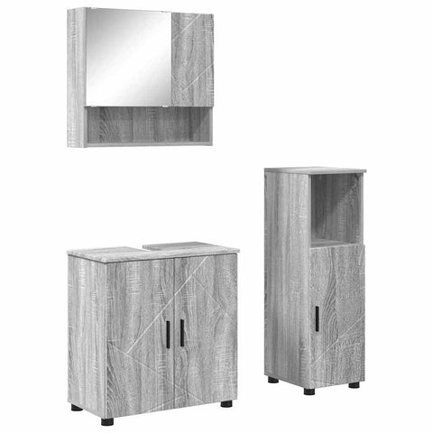 vidaXL Bathroom Furniture Set 3 pcs Grey sonoma 61 x 35 x 64 cm