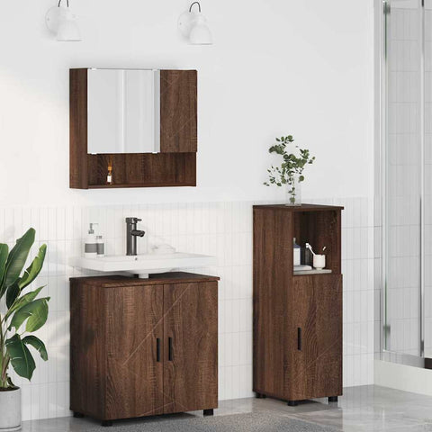 vidaXL Bathroom Furniture Set 3 pcs Brown oak 61 x 35 x 64 cm