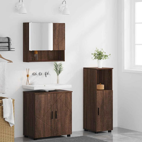 vidaXL Bathroom Furniture Set 3 pcs Brown oak 61 x 35 x 64 cm